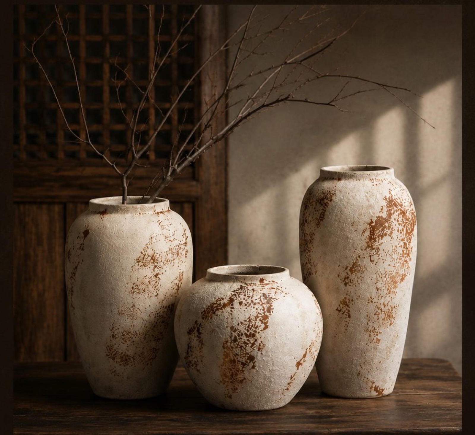Textured Ceramic Vase Set