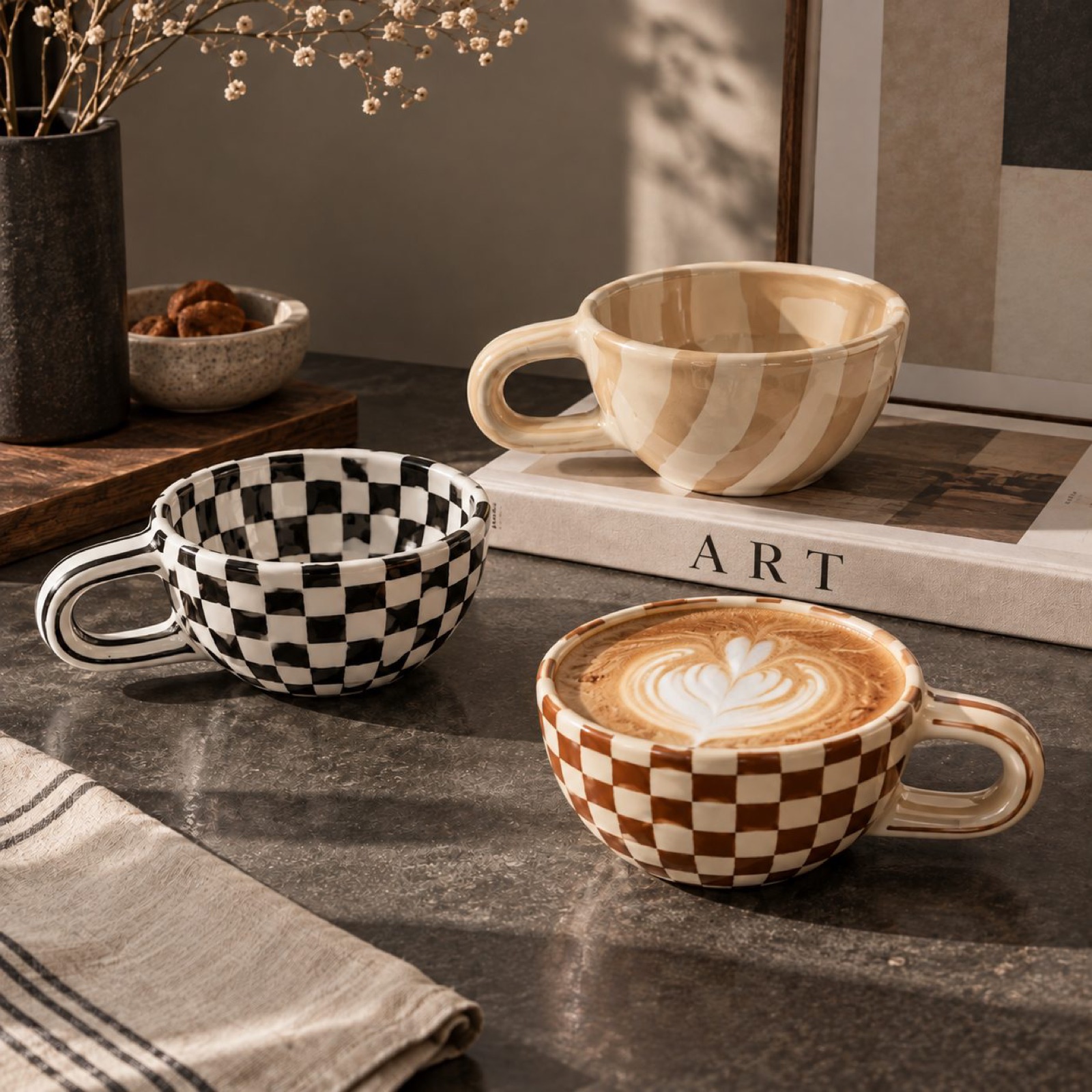 Plaid Ceramic Cup